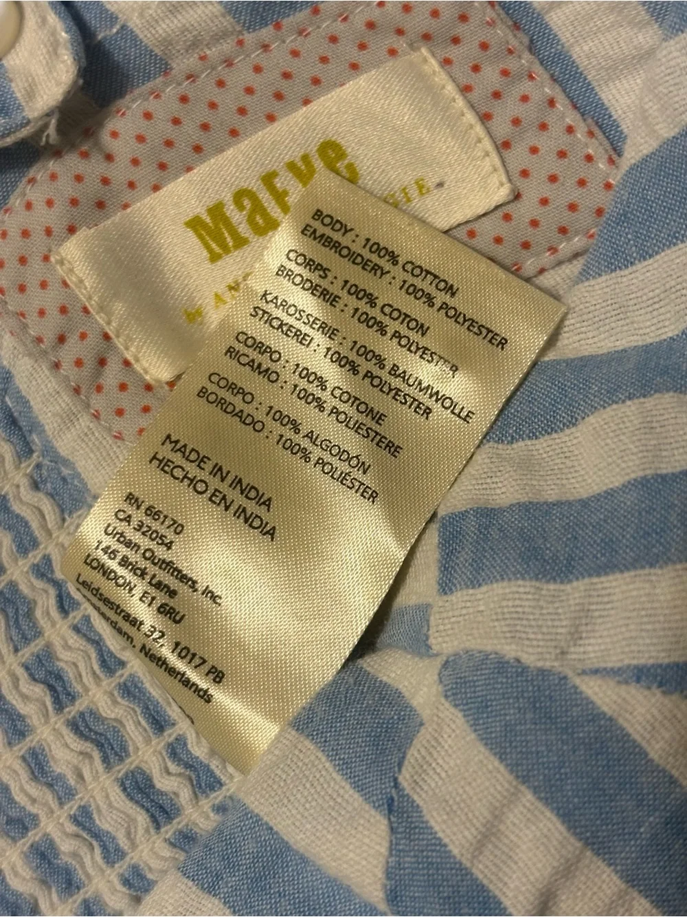 Anthropologie Maeve Blue & White Striped Strawberry Crop Top